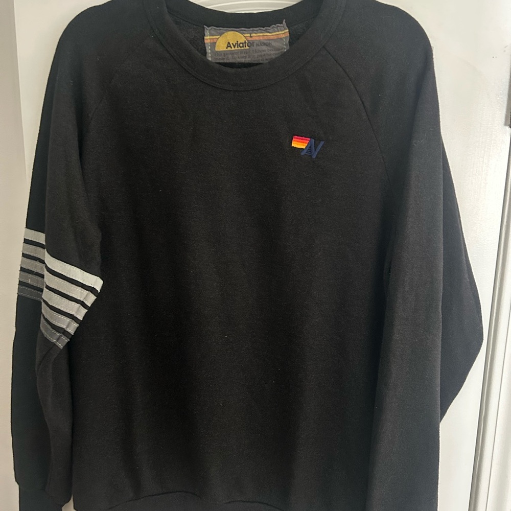 Aviator Nation Crewneck Sweatshirt // Grey Stripe